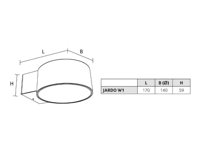 Mazeichnung 2 Abalight JARDO W1 8 840 B LED Wandleuchte 840