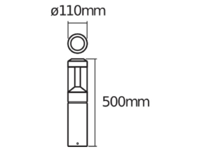 Mazeichnung LEDVANCE END ST L Mod50012WDG LED Pollerleuchte 500mm