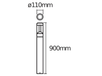 Mazeichnung LEDVANCE END ST L Mod90012WDG LED Pollerleuchte 900mm