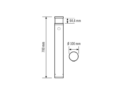 Dimensional drawing ESYLUX ALVA BL  EL10821240 Luminaire bollard LED not exchangeable ALVA BL EL10821240