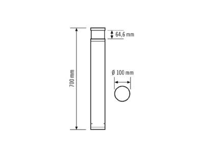 Dimensional drawing ESYLUX ALVA BL  EL10821288 Luminaire bollard LED not exchangeable ALVA BL EL10821288