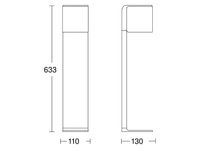 Mazeichnung Steinel GL 80 C LED Pollerleuchte ohne BWM