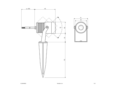 Dimensional drawing EVN PLC6524089902 Downlight spot floodlight