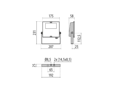 Dimensional drawing Performance in Light 6152080 Downlight spot floodlight 1x15W