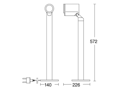 Dimensional drawing Steinel Spot Way Slave Downlight spot floodlight 1x6 7W