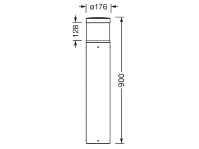 Dimensional drawing Siteco 5CL444603 Luminaire bollard LED not exchangeable