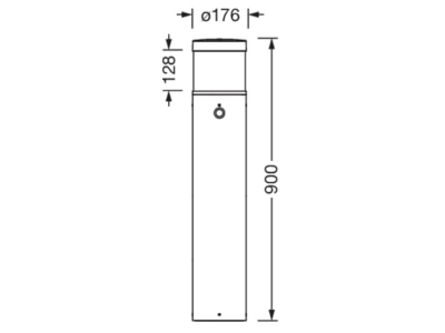 Dimensional drawing Siteco 5CL444803 Luminaire bollard LED not exchangeable