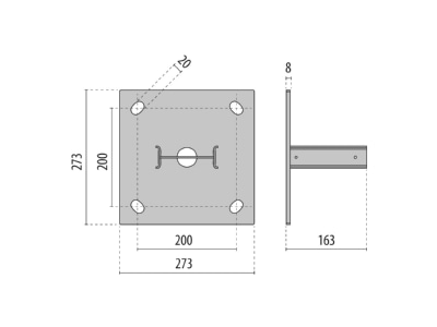 Dimensional drawing Performance in Light 3112994 Bottom plate for light pole