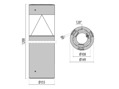 Mazeichnung Performance in Light 3113991 LED Pollerleuchte 4000K