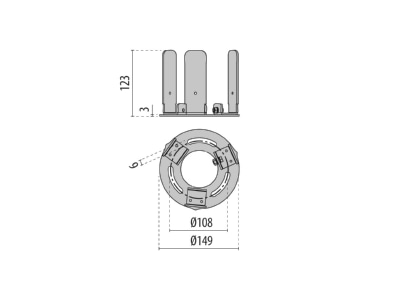 Dimensional drawing Performance in Light 3114401 Bottom plate for light pole