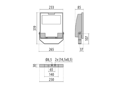 Dimensional drawing Performance in Light 3115060 Downlight spot floodlight 1x51W