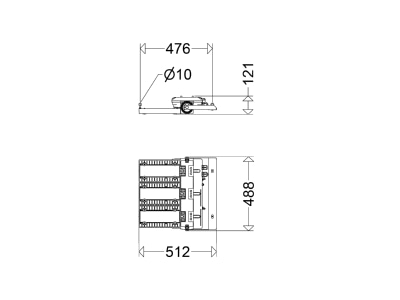Dimensional drawing Schuch e8825 3 L150T DIMD Explosion proof luminaire fixed mounting