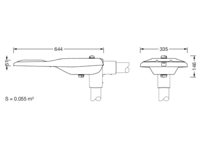 Dimensional drawing Siteco 5XE3D43T08MB Luminaire for streets and places