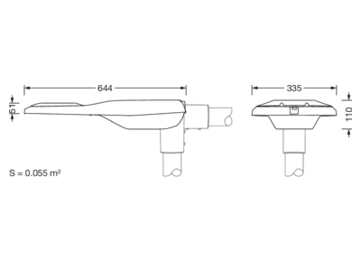 Dimensional drawing Siteco 5XE3P41G08MB Luminaire for streets and places