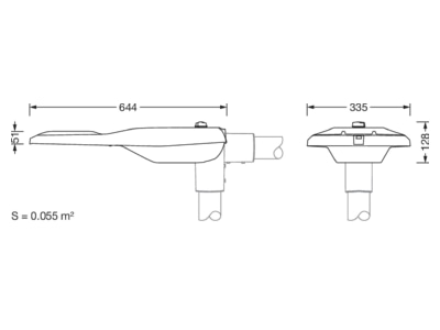 Dimensional drawing Siteco 5XE3P43S08LB Luminaire for streets and places