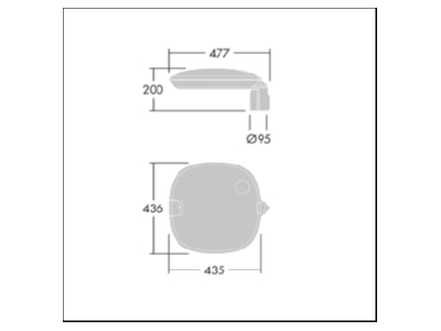 Dimensional drawing Zumtobel FW 24L35 7  96635481 Luminaire bollard LED not exchangeable FW 24L35 7 96635481