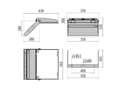 Dimensional drawing Performance in Light 3117450 Downlight spot floodlight 12x428W