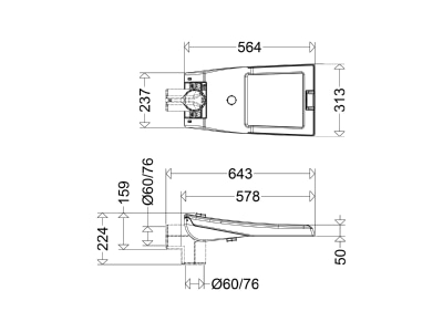 Dimensional drawing Schuch 51 1603 730 RFLOU Luminaire for streets and places