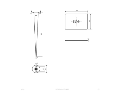 Dimensional drawing EVN ESPUNI Ground spike for luminaires