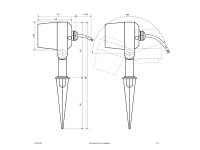 Dimensional drawing EVN PLC65081502 Downlight spot floodlight
