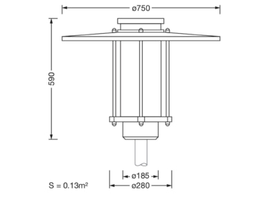 Dimensional drawing Siteco 5XA5275JF14H Luminaire for streets and places