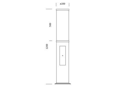 Dimensional drawing Siteco 5XA5285JF14H Luminaire bollard LED not exchangeable