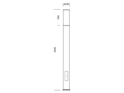 Dimensional drawing Siteco 5XA5295RF14H Luminaire bollard LED not exchangeable