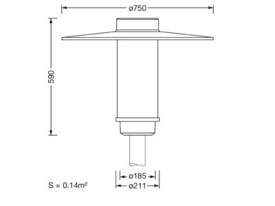 Dimensional drawing Siteco 5XA5425EF14H Luminaire for streets and places