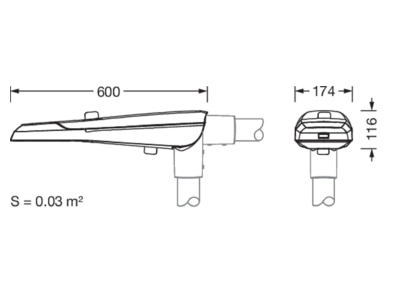 Dimensional drawing Siteco 5XC1A41Y08DE Luminaire for streets and places