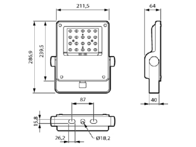 Dimensional drawing Philips Licht BVP111 LED  55682900 Downlight spot floodlight