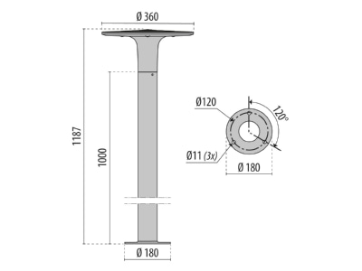 Dimensional drawing Performance in Light 303739 Luminaire for streets and places