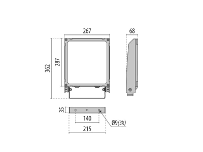 Dimensional drawing Performance in Light 3116076 Downlight spot floodlight