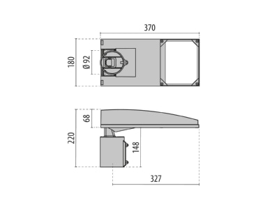 Dimensional drawing Performance in Light 3119867 Luminaire for streets and places