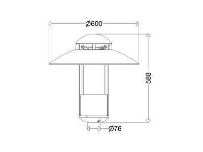 Dimensional drawing Schuch 541 1603 G2 730 Luminaire for streets and places