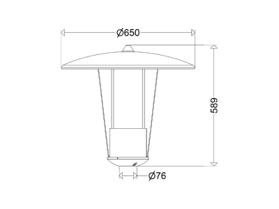 Dimensional drawing Schuch 543 1602R G2 730 Luminaire for streets and places