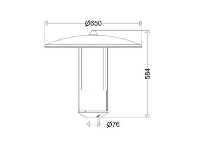Dimensional drawing Schuch 553 1602R G2 730 Luminaire for streets and places