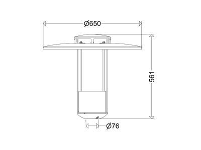 Dimensional drawing Schuch 556 1601R G2 730 Luminaire for streets and places