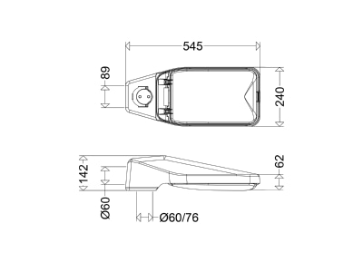 Dimensional drawing Schuch 42 L50 VARIO Luminaire for streets and places