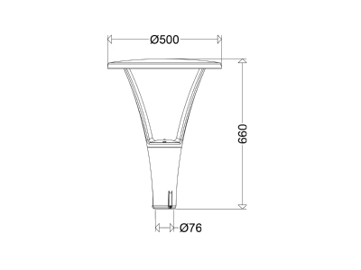 Dimensional drawing Schuch 544 L50R G2 VARIO Luminaire for streets and places