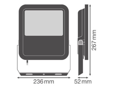 Dimensional drawing Ledvance FL100P69W10KLM830  w LED floodlight 830  ws
