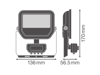Dimensional drawing Ledvance FL10SNP8W1K2LM830  b LED floodlight 830  sensor  black
