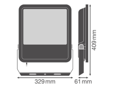 Dimensional drawing Ledvance FL250P167W25KLM840 W LED floodlight 840  ws
