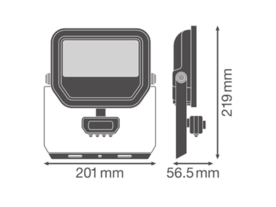 Dimensional drawing Ledvance FL50SNP41W6KLM840 BK LED floodlight 840  sensor  black
