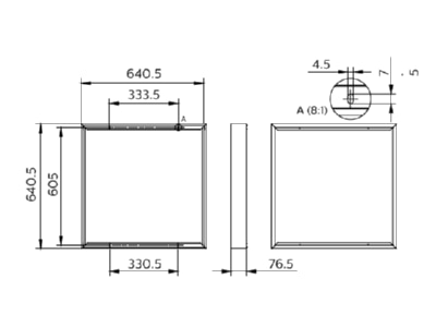 Dimensional drawing Philips Licht RC159Z SMB  75215399 Surface mounting housing for luminaires RC159Z SMB 75215399