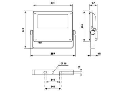 Dimensional drawing Philips Licht BVP125 LED  79985100 Downlight spot floodlight BVP125 LED 79985100