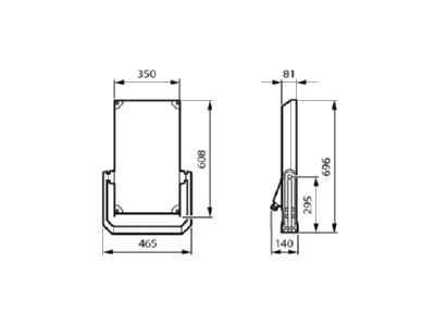 Dimensional drawing Philips Licht BVP656 LED  79619500 Downlight spot floodlight 4x341W BVP656 LED 79619500