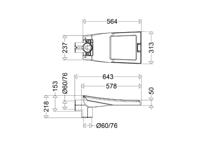 Dimensional drawing Schuch 51 4802 LED pole top light 740 