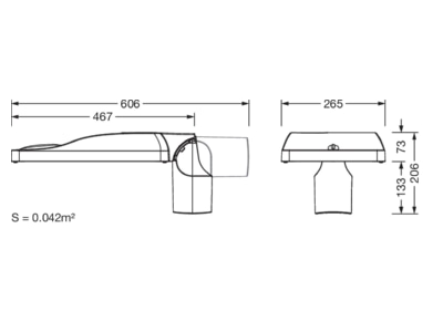 Dimensional drawing 1 Siteco 5XH5D31A08DA Luminaire for streets and places
