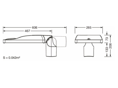 Dimensional drawing 2 Siteco 5XH5D31A08DA Luminaire for streets and places