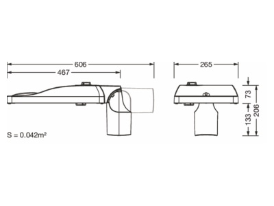 Dimensional drawing 1 Siteco 5XH5P31T08CA Luminaire for streets and places

